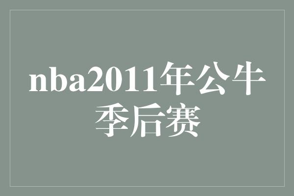 NBA2011年公牛季后赛，巅峰对决的记忆